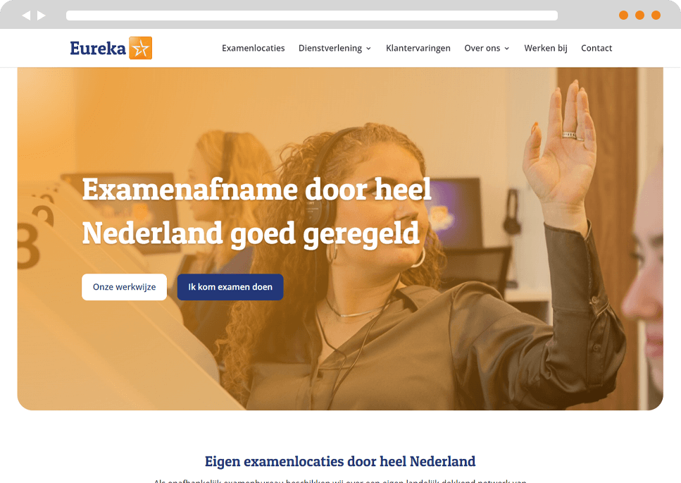 Mockup website Eureka Examens home