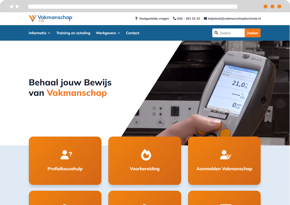 Mockup website Vakmanschap CO homepagina