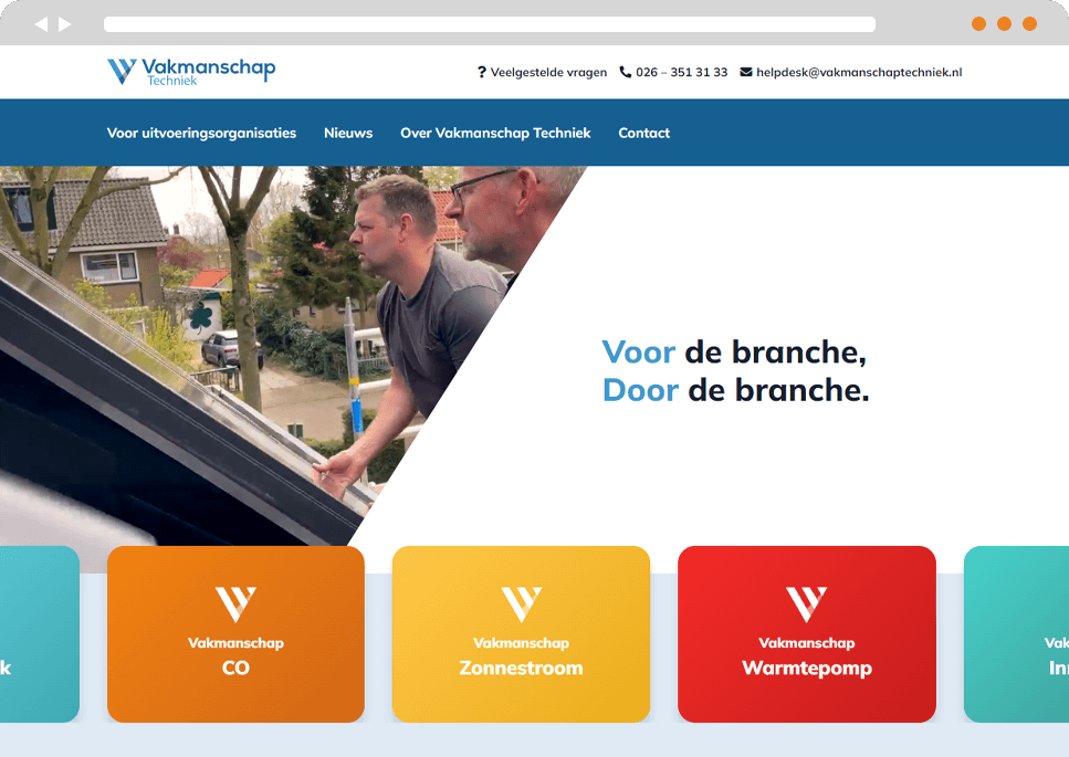 Mockup website Vakmanschap Techniek homepagina